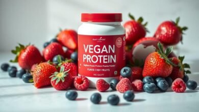 JHAMAL Suplemento Alimentar de Proteína em Pó - Sabor Frutas Vermelhas - Saudável e Rico em Proteínas - Vegano, Sem Glúten, Sem Adição de Açúcar