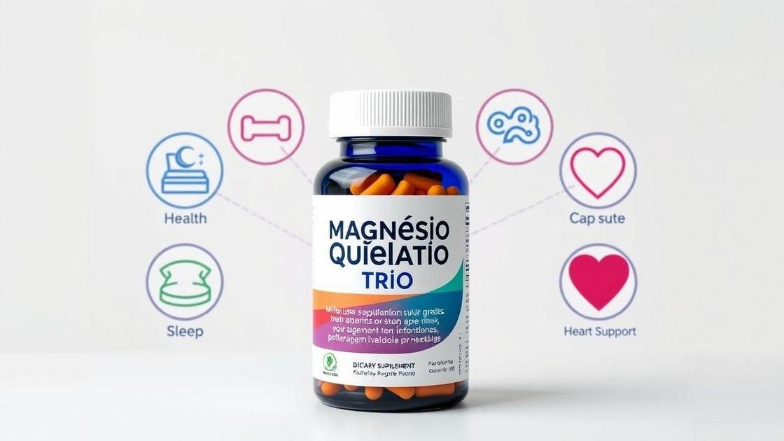 Magnésio Quelato Trio, Dimalato, Bisglicinato e Taurato com Vitamina B6 350mg Vhita 60 Cápsulas