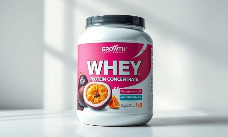 WHEY PROTEIN CONCENTRADO (1KG) - GROWTH SUPPLEMENTS (1kg, Mousse de Maracujá)